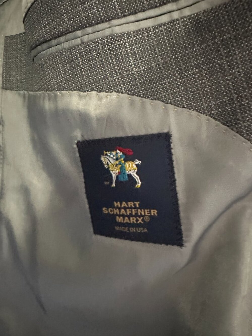 Vintage Hart Schaffner Marx Gray Micro Check 100% Wool Blazer Mens 46L USA - Picture 4 of 9